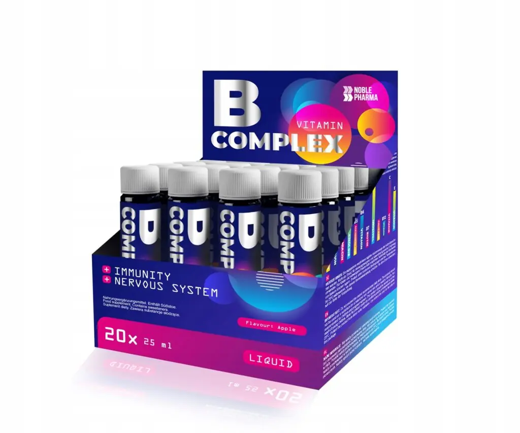 WITAMINA B-COMPLEX SHOT KOMPLEKS WITAMINOWY W AMPUŁKACH 25ML 20 FIOLEK