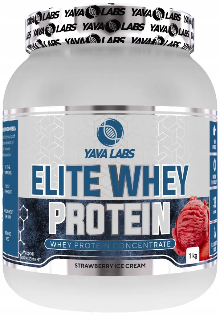 Białko Serwatkowe Elite Whey Protein 1 kg Yava Labs lody truskawkowe