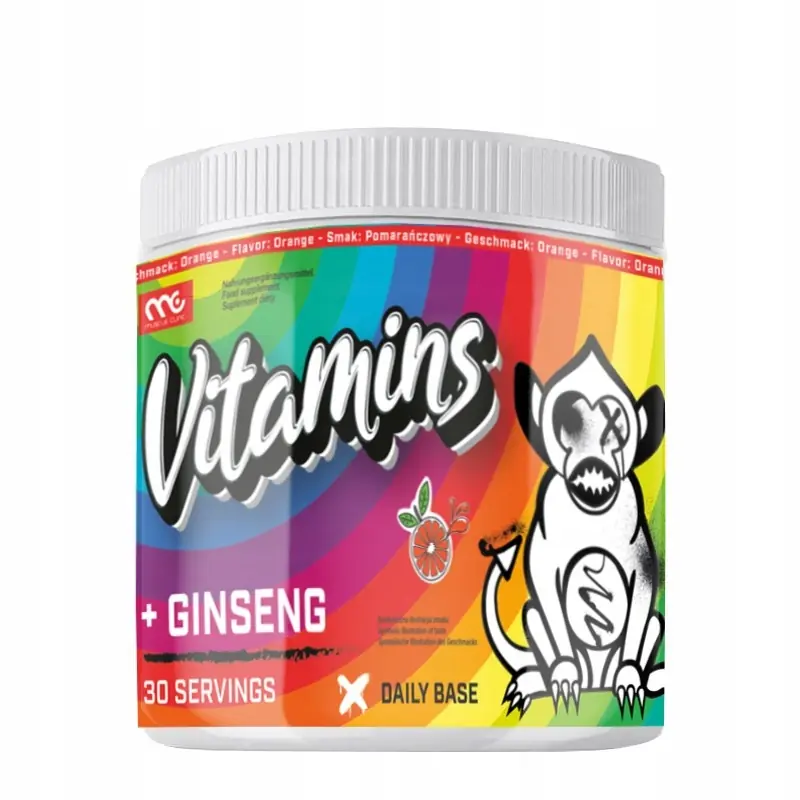 MUSCLE CLINIC Smoothie Vitamins + Ginseng 300g WITAMINY ŻEŃ SZEŃ Pomarańcza