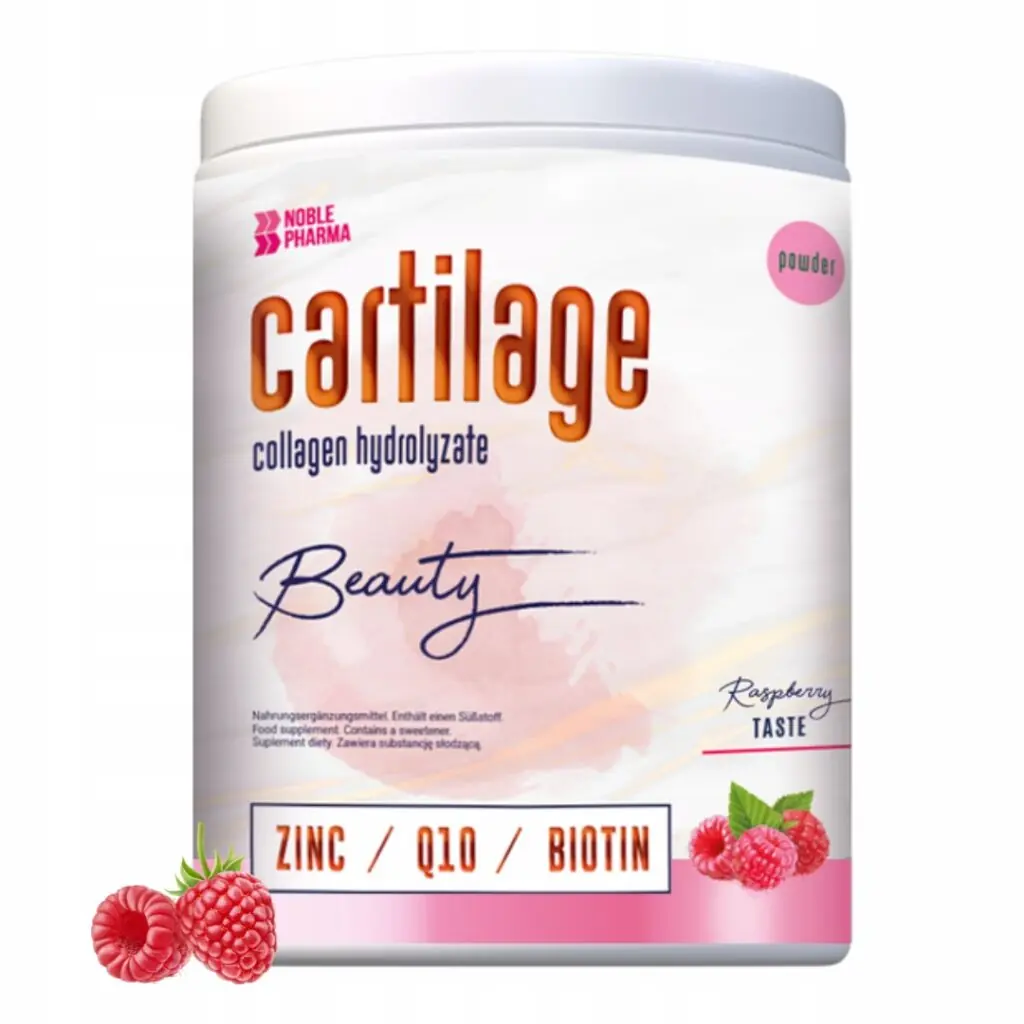 CARTILAGE BEAUTY KOLAGEN WOŁOWy MALINA 250G NOBLE PHARMA SKÓRA ŚCIĘGNA